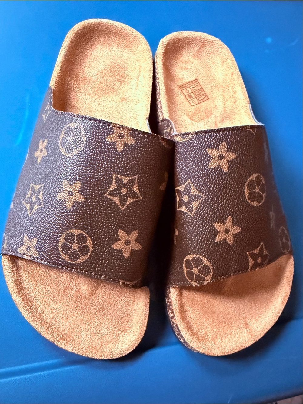 Brown Monogram Slide Sandals